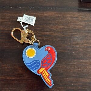Tory Burch Blue and Red Parrot Key chain brand new w/tags attached